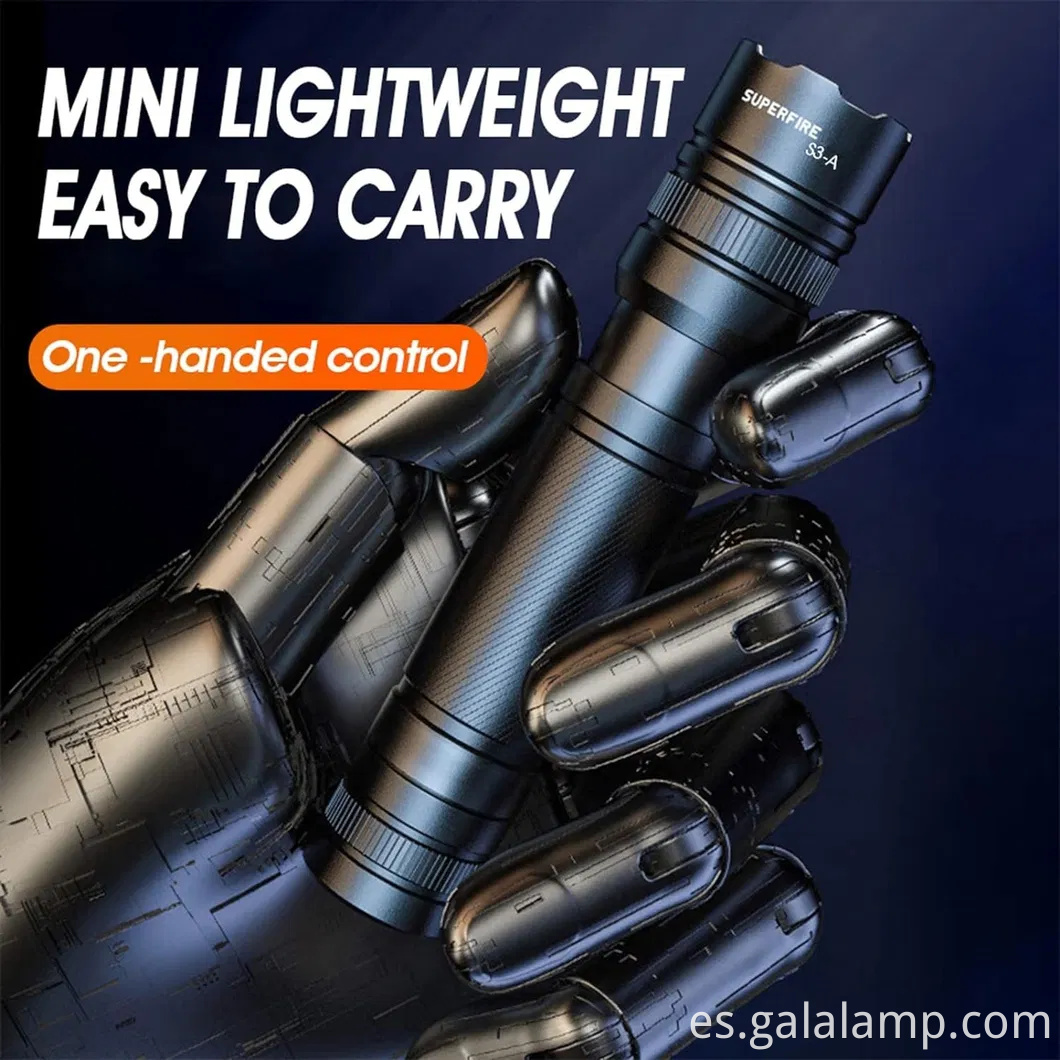 Mini linterna, aleación de aluminio S3-A, linterna de iluminación al aire libre de zoom variable